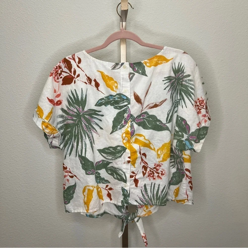 GAP Floral Print Linen Blouse Top Large - Picture 6 of 6